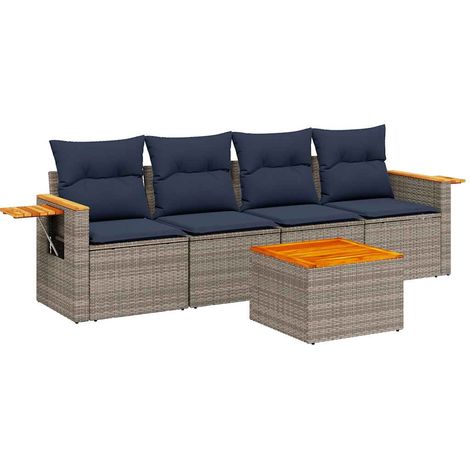 Maison Exclusive - 5-tlg. Garten-Sofagarnitur mit Kissen Grau Pol