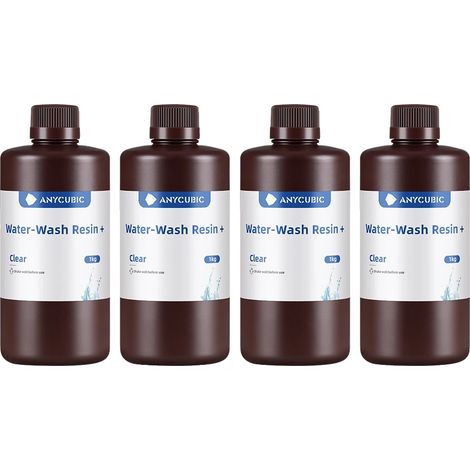 Résine d'impression 3D, lavable à l'eau, faible viscosité, Clair 4kg (1/2)