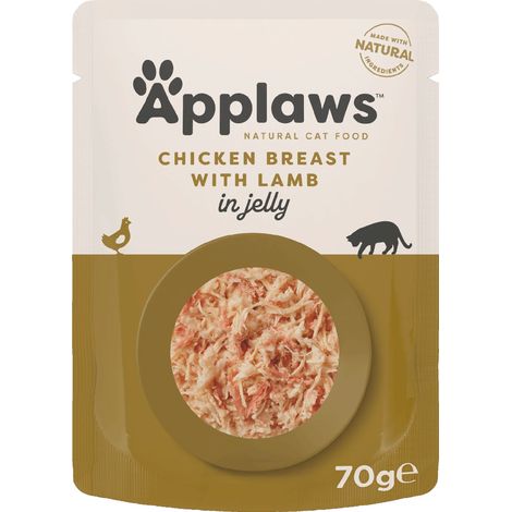 Applaws Premium Aliment humide pour chat adulte 100% Poulet Agneau 16 x 70 g (1/2)