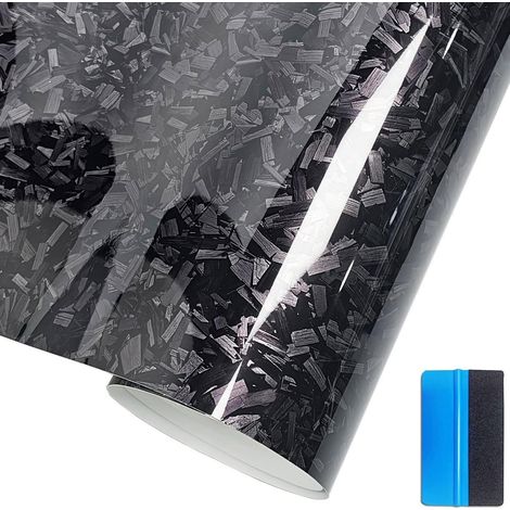 Folienaufkleber geschmiedetes Carbon Schwarz glänzend 5x900cm, blasenfrei, dehnbar (1/5)