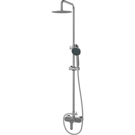 Colonne de douche Hermès avec robinet à levier unique, tube rond et pomme de douche ronde extra plate (1/2)