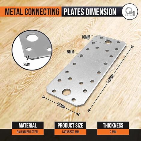 Flat Assembly Plates Repair Connector Connector Plates Galvanised Steel (1/3)