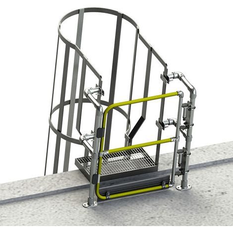 Cancello autochiudente con battiscopa - Kee Gate - Verniciato in giallo sicurezza - SGEUFPC
