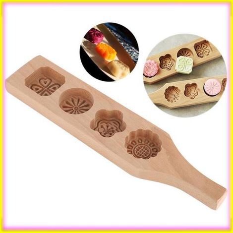 EJ.life Moule de Cuisson Moule à Gâteau de Lune Pâtisserie en Bois Outil Cuisson Peau de Glace Moule quatre pièces fleur n°2 (1/5)