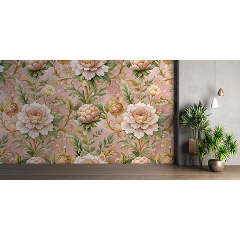 Papier peint fleuri pivoines roses romantiques 1 - 150 x 250 cm (1/2)