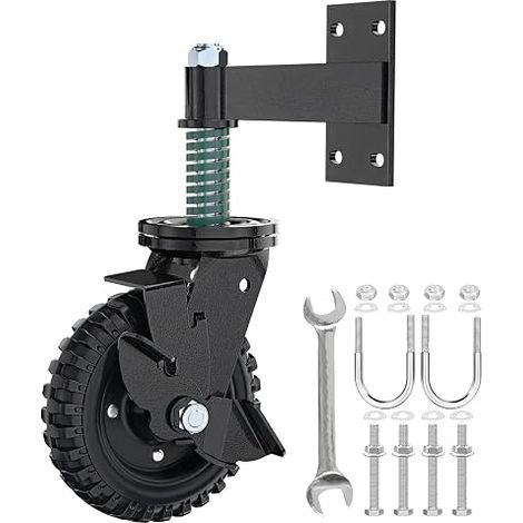 Fence Gate Wheel 6 Inch for Gate Metal Tube Single Load 225 kg 360 Degree Rotating Spring Shock Absorbing with Screw and Wrench (1/5)