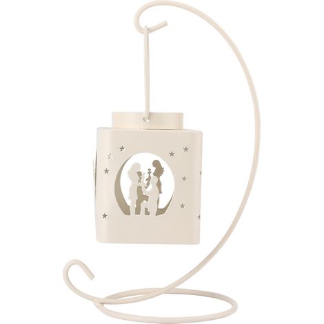 Bougeoirs carrés en fer forgé ajouré de style européen pour couples, blancs. (1/5)