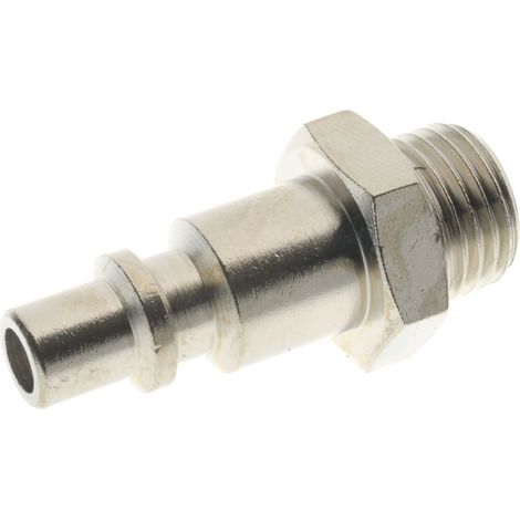 Raccord droit RS PRO, Filetage, Tube vers Mâle 1/4 in Male 1/4pouces en Laiton nickelé ( Prix pour Paquet de 10 )