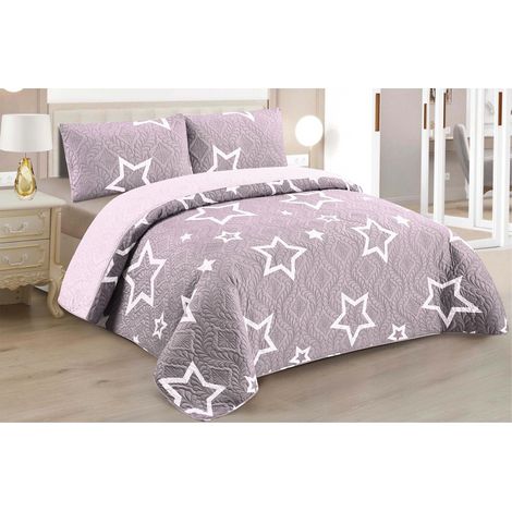 Colcha Boutis para Primavera y Verano Bicolor Reversible Liso  +  Funda Cojin - Ligera Fina Entretiempo Cama 90 180x260, 135 220x260, 150 240x260 cm (1/5)