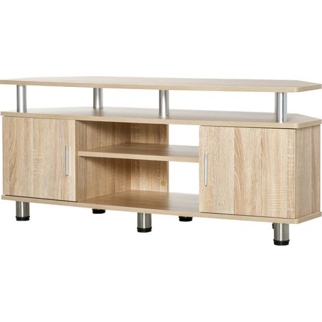 TV-Schrank für Fernseher bis 55 Zoll mit Ablagefächern und Schrank, Entertainment-Center für das Wohnzimmer, Grau