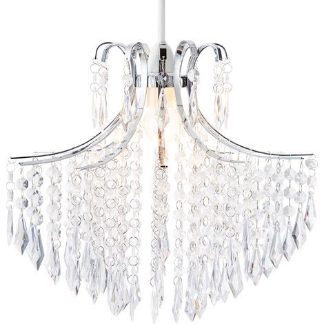 Litecraft Glow Light Shade Easy Fit Lampshade With Acrylic Droplets - Chrome (1/5)