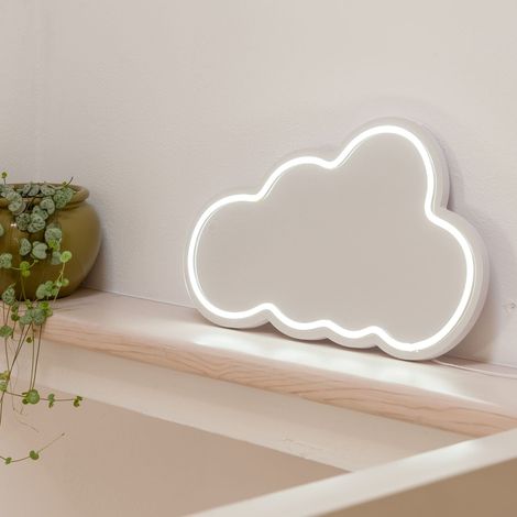 WD LifeStyle Specchio Decorativo con Luci Led 40 x 24 Cm Decoro Nuvola (1/3)