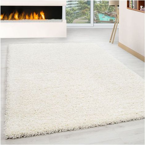 Tapis uni shaggy rectangle Aimee Crème 160x230 (1/5)