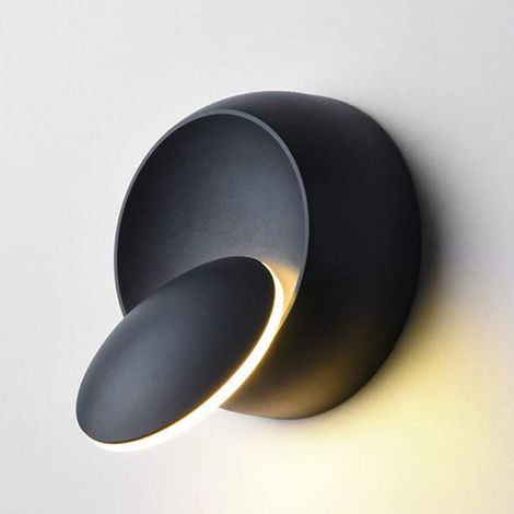 Aplique de Pared Rotativas 360 Grados Iluminación de Pared Blanco Cálido Lámparas de Cabecera Creativas para Pasillo Escalera Salón Dormitorio (Negro) (1/5)