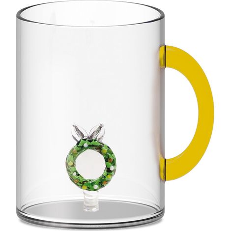 WD LifeStyle Tazza Vetro Borosilicato Cc 420 Ml Decoro Ghirlanda di Natale
