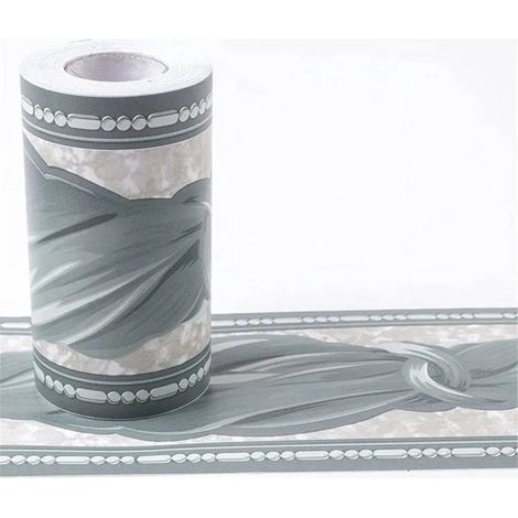 Frises Papier Peint Motif gris 10x1000CM, moulure murale autocollante, adhésif PVC pour plinthe. - Motif Gr - Motif Gris 10 X 1000CM (1/3)