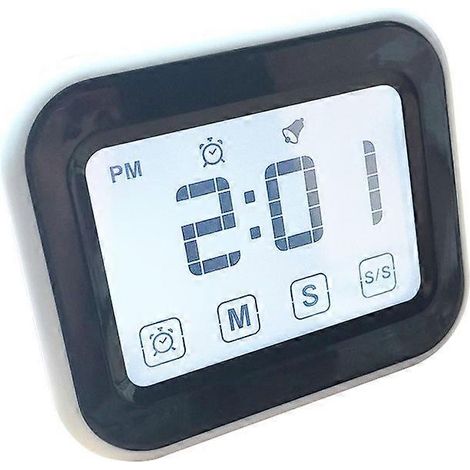 Minuteur de cuisine numérique avec réveil, grand écran tactile LCD, veilleuse, idéal pour la cuisine et la pâtisserie, blanc. (1/4)