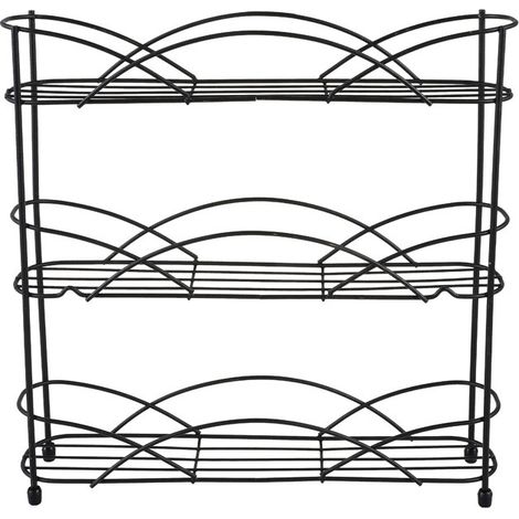 Support Etagere a Epices Noire Parfait pour Stocker Les Épices et Les Herbes 3 Niveaux (1/5)
