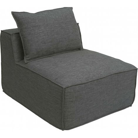 [NON UTILIZZATO] Poltrona modulare HHG-398, sofà lounge imbottita parte centrale, Stoffa/tessuto (300g/m²) 63x75x97cm, grigio scuro