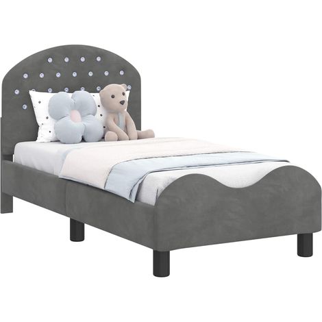 Maison Exclusive - Kinderbettgestell mit Kopfteil Dunkelgrau 70 x