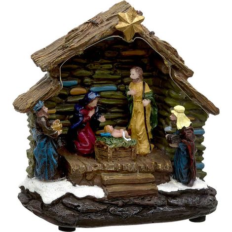 Village de Noël lumineux crèche 5 LED à piles - Atmosphera créateur d'intérieur (1/3)