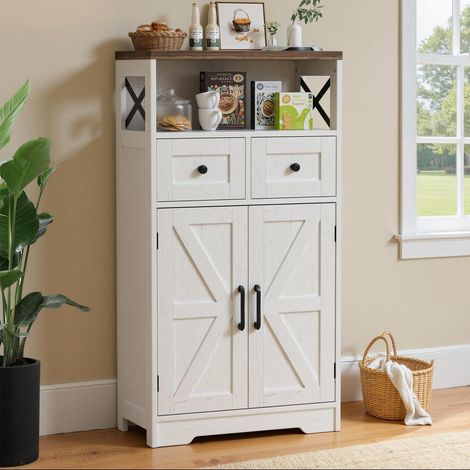 Sideboard mit Schubladen und offenem Regal, weiß, 58x29x108cm (1/5)