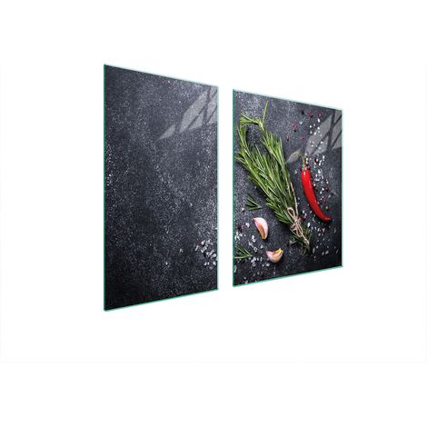 PIATTO IN VETRO e TAGLIERE 100x52 ARDESIA (1/5)
