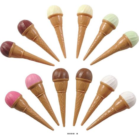 Glace assortie en cornet en lot de 12 en Plastique soufflé H 120x40 mm (1/3)