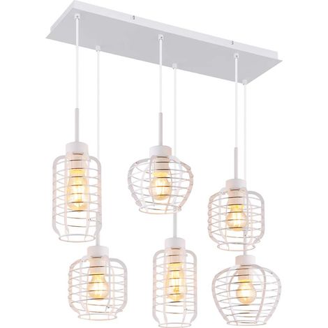 Pendelleuchte Hängeleuchte Deckenleuchte weiß matt gitterdesign modern H 120 cm