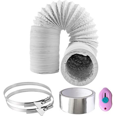 2M Tuyau d'Evacuation Flexible 100mm Tuyau d'Evacuation d'Air PVC Tube de Ventilation Aluminium Gaine de Ventilation pour Climatisation Sèche-linge (1/5)
