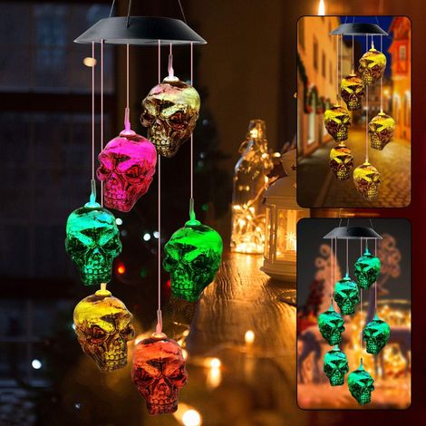 Cascada De Viento Con Calaveras - Luz Nocturna Solar - Decoración Para Halloween Navidad Jardín Exterior - 6 Unidades (1/5)