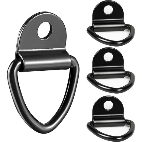 Lot de 4 Anneaux D'arrimage - Anneau D'arrimage en D Ancrage - Cochet d'ancrage V-Ring pour Voitures Bateaux Kayak - Noir Charge 300KG (1/5)