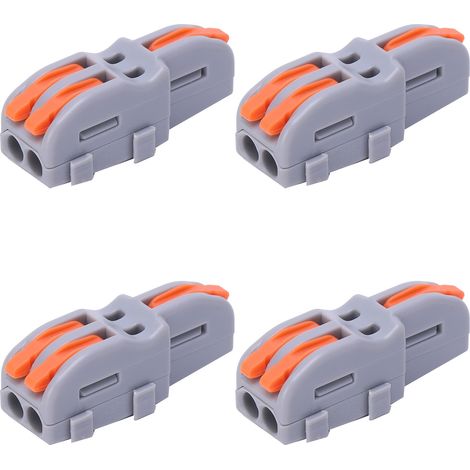 Connecteur électrique 20 pièces, bornier rapide 1 entrée 2 sorties, répartiteur de câble en T, pince à poussoir SPLF12A, orange, fil 2,5 mm² (1/5)
