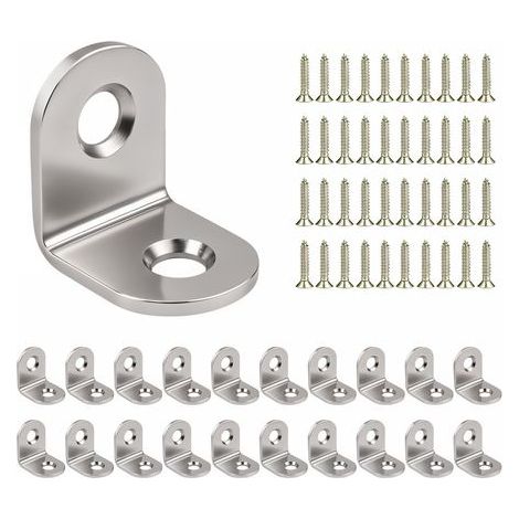 20 x Équerre de Fixation (20 x 20 x 16) Support d’angle Droit en L, Équerre 90° en Acier Inox Argenté, Équerre étagère, Équerre de Coin, Renfort Meuble (1/4)