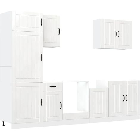 Maison Exclusive - Mueble cocina Lucca blanco de alto brillo 7 pz