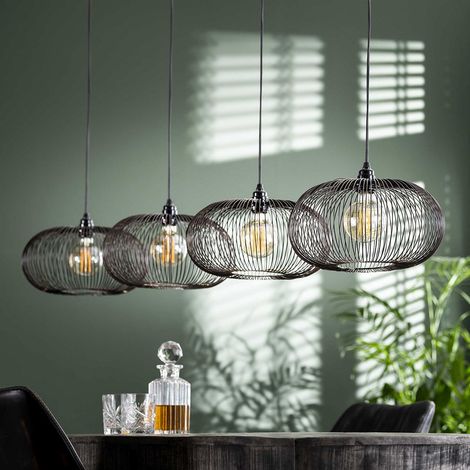 Suspension industrielle en métal noir 4 lampes Ø35 cm Audrey (1/5)