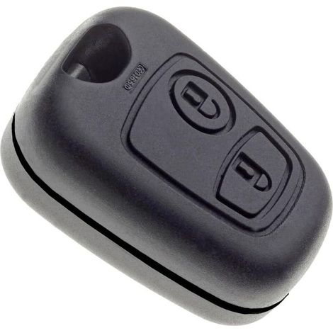 Coque de Clé 2 Boutons Compatible Peugeot 107, 307, Citroën C1, C2, C3, Berlingo – Boîtier de Remplacement sans Lame – Clé Voiture – sans Électronique – Réparation Facile (1/5)