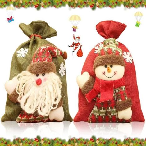 Weihnachtsgeschenktüten, 2 Stück Geschenktüte mit Kordelzug, Weihnachtsmann-Tasche, Weihnachtsmann-Sack, wiederverwendbare Geschenk-Aufbewahrungstasche für Weihnachtsgeschenk-Dekorationen, Party (1/4)