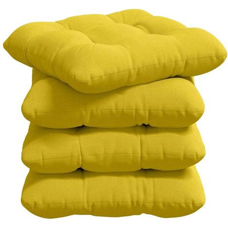Coussins d'assise, 4 pièces, jaune clair, 40 x 40 x 12 cm, tissu. (1/5)