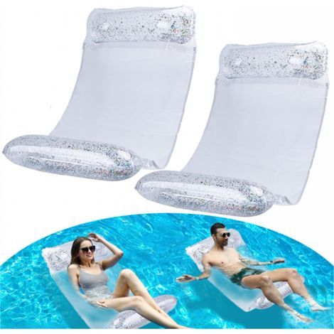 Hamac filet piscine 4‑en‑1  Matelas & chaise longue gonflable  Accessoire détente 100 % fun