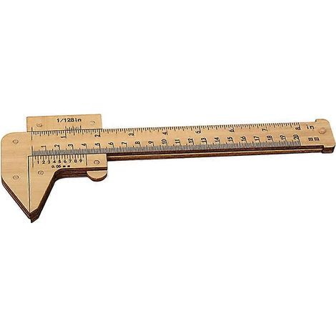 Pied à coulisse en bois, règle multifonction en bois pour étudiants, règle en bois portable-25X10X1.2CM (1/3)