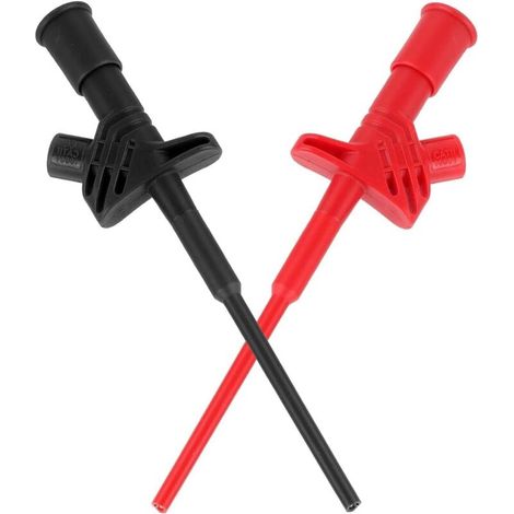 2 Pcs Multimeter Cable Test Probes, Professional Insulated Quick Test Probe, 10A Insulated Test Tip, Alligator Clip with 4mm Banana Plug, Black + Red (1/5)
