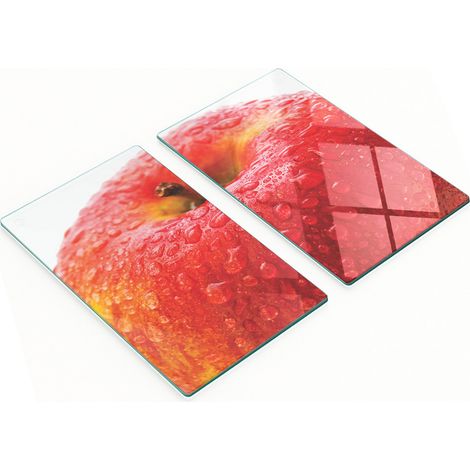 Dos tablas de cortar decorativas de vidrio templado para manzanas y agua, 2x30x52 cm. (1/5)