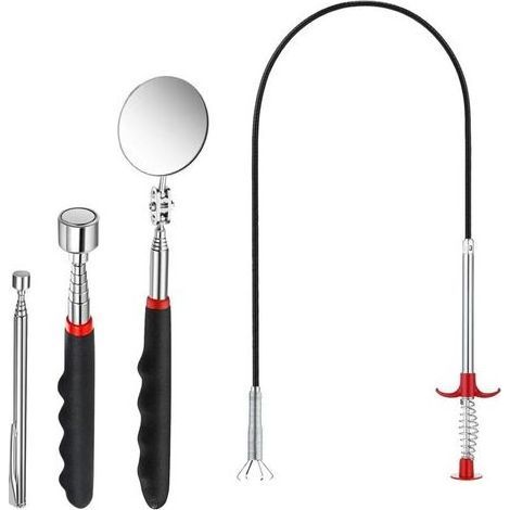 Aimant Mecanique Auto, Pince Magnétiseur Outils, Aimant Télescopique, Miroir Télescopique, Télescopique et Flexible, Utilisé pour Ramasser de Petites Pièces, des Pièces Automobiles
