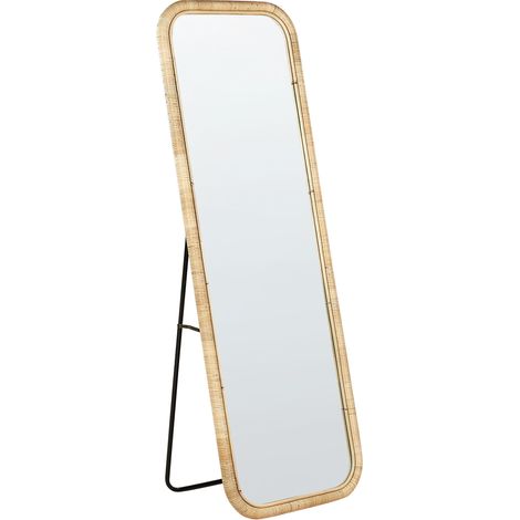 Elegante specchio da terra in rattan naturale 150x50 cm stile boho Malange
