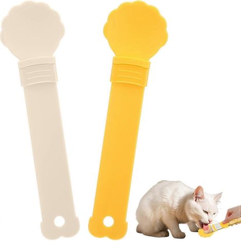 2 distributeurs de croquettes pour chat, avec cuillère coulissante multifonctionnelle, pour une friandise crémeuse à lécher et à presser. (1/4)