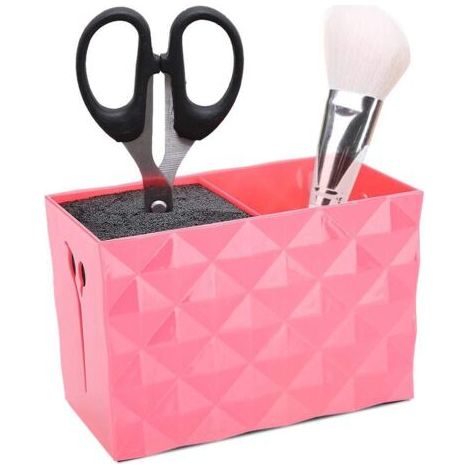 BUNTHAUS Boîte de rangement pour ciseaux, porte-ciseaux de coiffure Boîte de rangement professionnelle de grande capacité avec double étui (rose) (1/5)