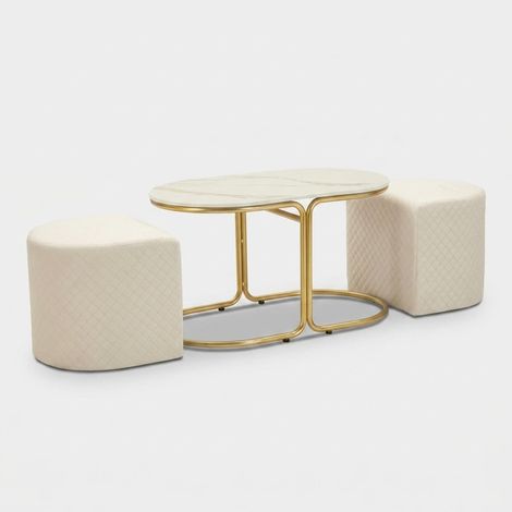 Mesa de centro moderna con 2 pufs Relax para salón (1/5)