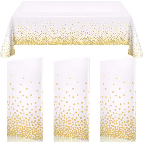 3 Pièces Nappe Jetable Anniversaire,Nappe Blanche Jetable,Nappe Jetable Blanche,Nappe Papier Blanc,Nappe Anniversaire pour Décorations de Table,Les Mariage,Halloween,Noël,137 x 274 cm (1/5)