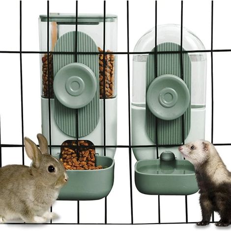 Este dispensador de agua automático y colgante es adecuado para jaulas de gatos pequeños, perros, conejos, chinchillas, cobayas, erizos y hurones (color verde). (1/5)
